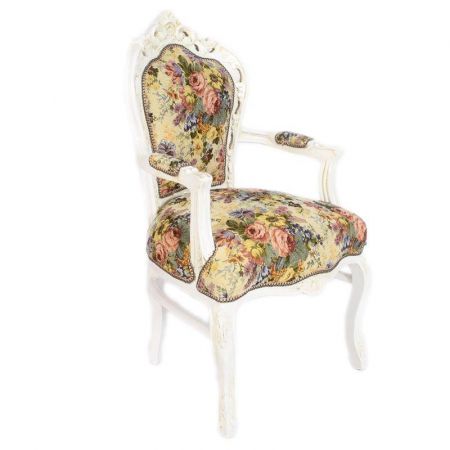 Morris Barock Armlehne Blumen Motiv Weiss