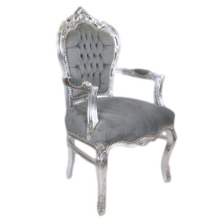 Morris Barock Armlehne Silber Grau