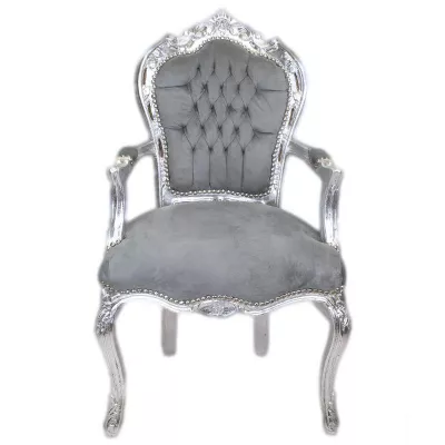 Morris Barock Armlehne Silber Grau