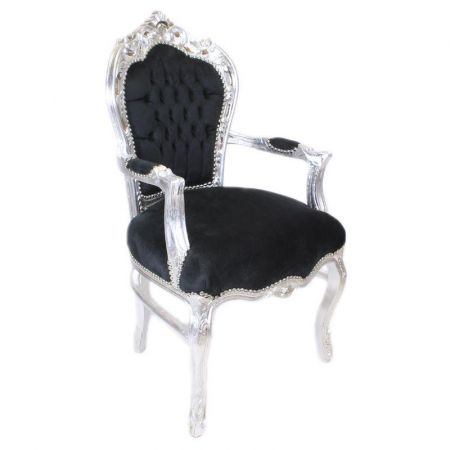 Morris Barock Armlehne Stuhl Schwarz Silber