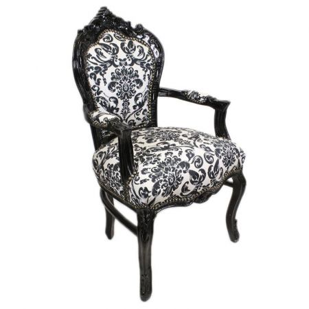 Morris Barock Armlehne Stuhl Schwarz und Weiss Motiv