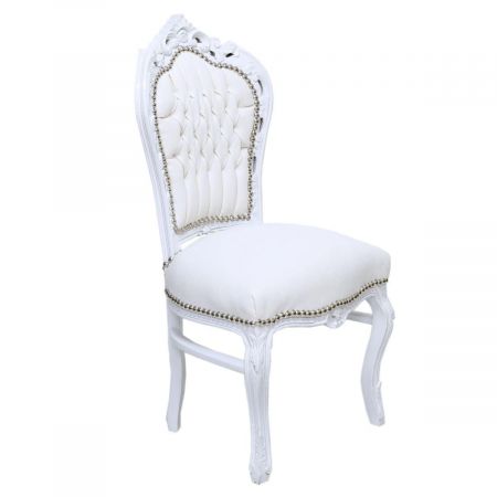 Morris Barock Stuhl Weiss Leder