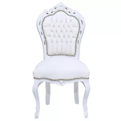 Morris Barock Stuhl Weiss Leder