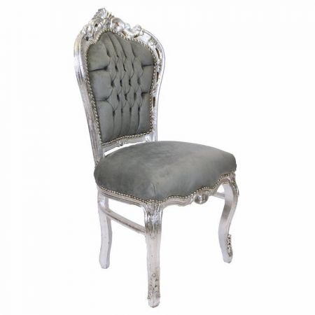 Morris Barock Stuhl Grau silber