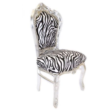 Morris Barock Stuhl Zebra Silber Motiv