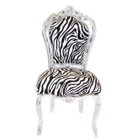 Morris Barock Stuhl Zebra Silber Motiv