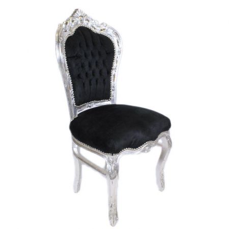 Morris Barock Stuhl Schwarz Silber