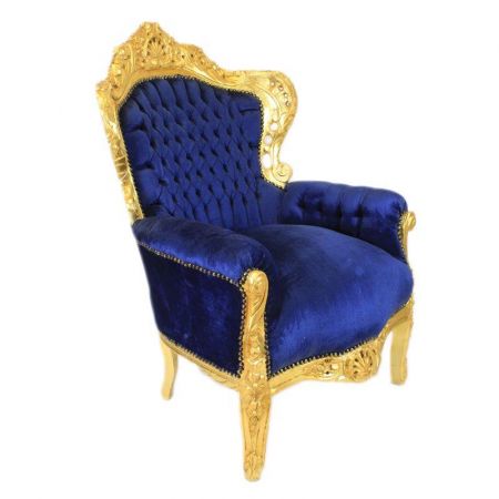 Morris Barock Blauer Stoff Stuhl Ocean