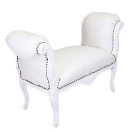 Morris Barock Weiss Leder Hocker