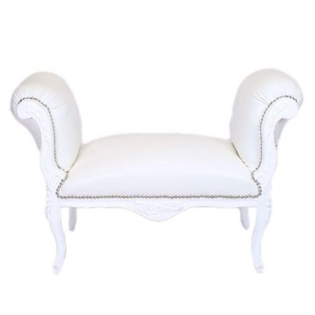 Morris Barock Weiss Leder Hocker