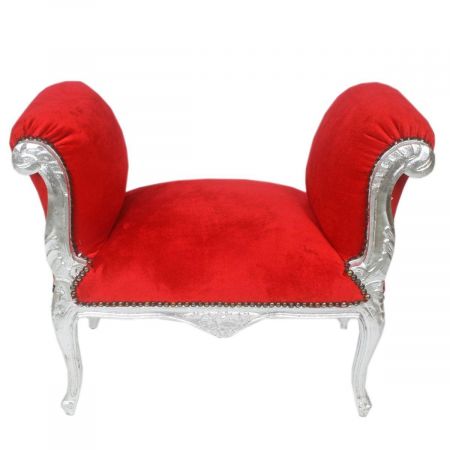 Morris Barock Silber-Rot Hocker