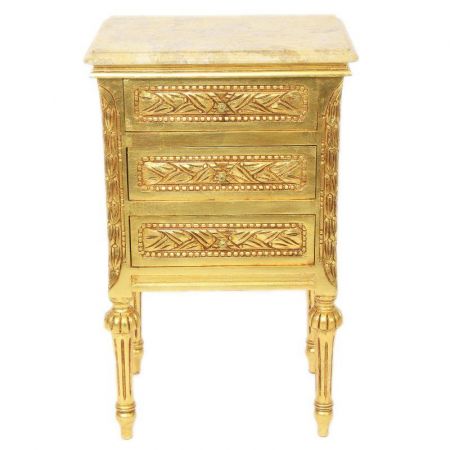 Morris Barock-Kommode in Gold mit Marmorplatte