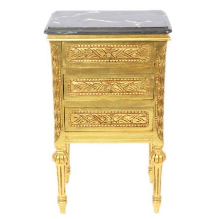 Morris Marmor Barock-Kommode in Gold-Schwarz