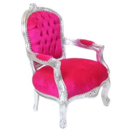 Morris Barock Fuchsia-Silber Kinderstuhl