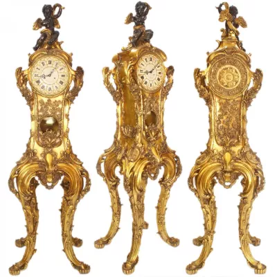 Morris Barock-Standuhr in Schwarz und Gold