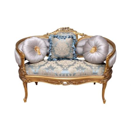 Morris Barock Loveseat Sofa Florence Blue