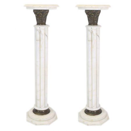 Morris Barock-Vasensäulen aus Marmor in Weiß