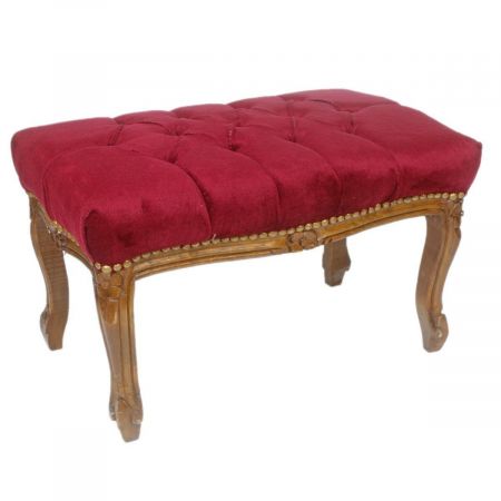 Morris Barock-Hocker Kirschrot mit Kristallknöpfen (L)