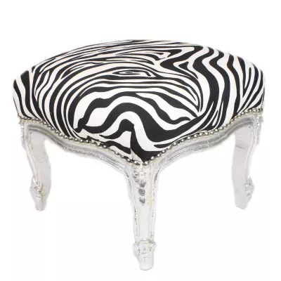 Morris Barock-Hocker Silber-Zebra