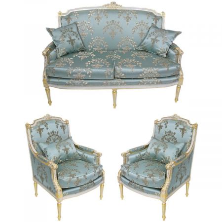Morris barock blue sofa set