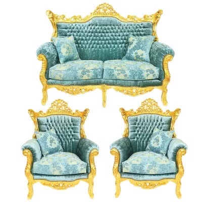 Morris Barock Elysee Gold-Blue 2 sitzer set