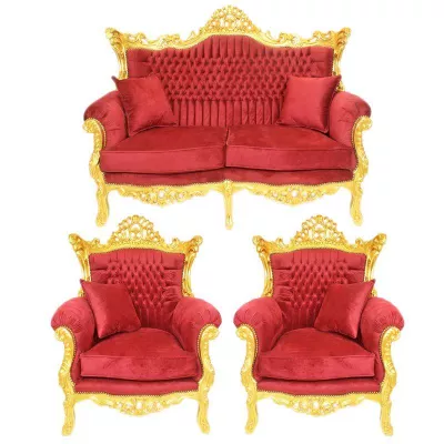 Morris Barock Gold-Bordeaux 2sitzer set