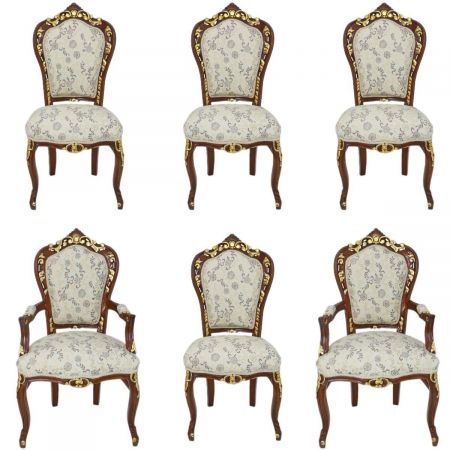 Morris Barock Stuhl 4er Set Creme Blumen Motiv