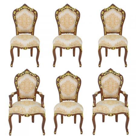 Morris Barock Stuhl 6er Set Creme Motiv