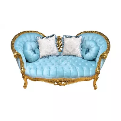 Morris Barock Bank  Blau Rund