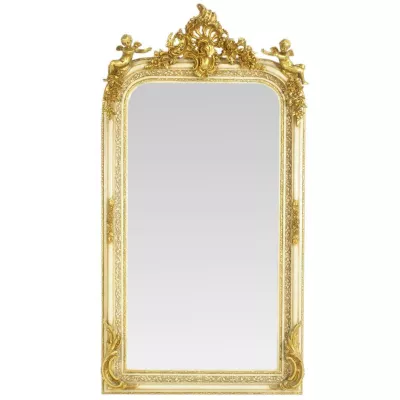 Morris Barock-Spiegel Engel Gold-Cremeweiß