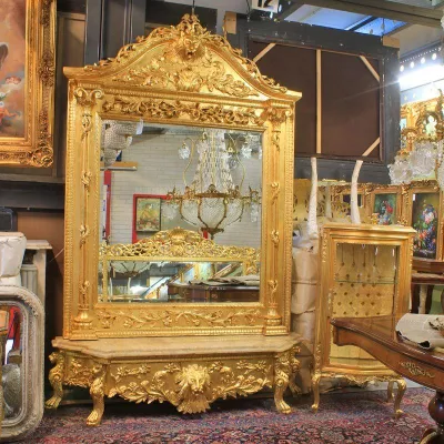 Morris großer Barock-Ganzkörperspiegel Lion Gold