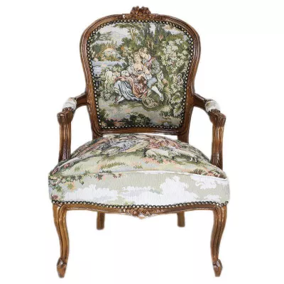 Morris Barock Armlehnstuhl mit eingestickter Antikmalerei