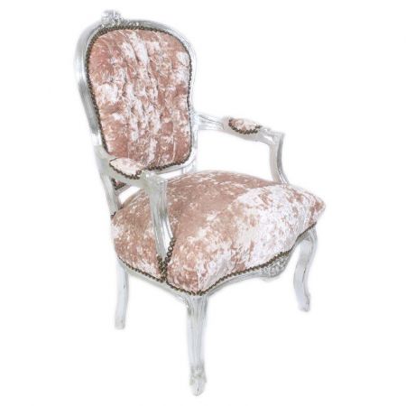 Morris Barock Stil Stuhl "Geneva" mit Armlehnen, Velours in Lilac
