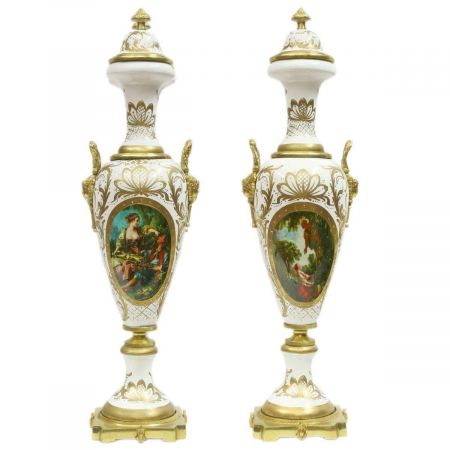 Morris Barock-Vase Weiß-Gold