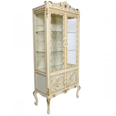 Morris Barock-Vitrine Creme-Weiß