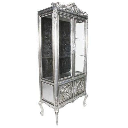 Morris Vintage Barock-Vitrine Silber-Schwarz