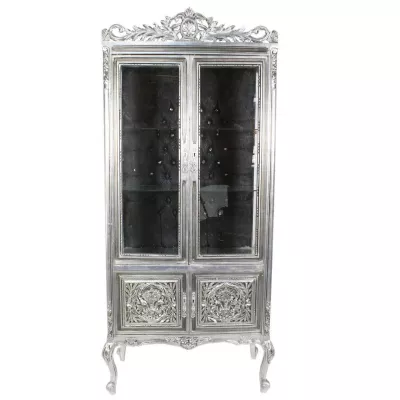 Morris Vintage Barock-Vitrine Silber-Schwarz