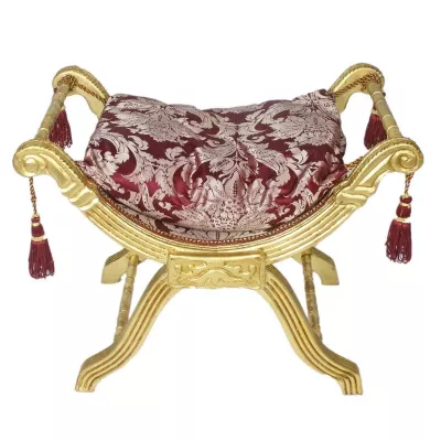 Morris Barock-Hocker Gold-Bordeaux