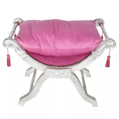 Morris Barock-Hocker Silber-Pink