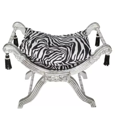 Morris Barock-Hocker Silber-Zebra