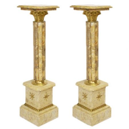 Morris Barock-Vasensäulen aus Marmor in Gold