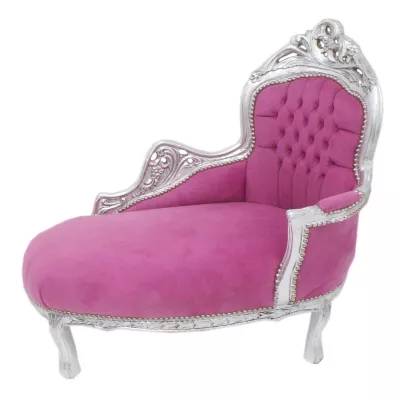 Morris Barock Chaislongue Rosa-Silber Kinder