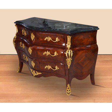 Morris breite Marmor Barock-Kommode in Braun-Schwarz