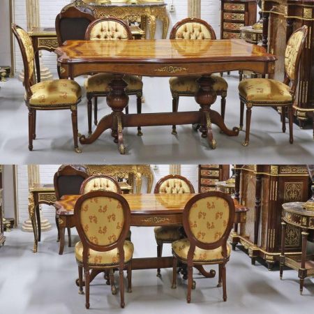 Morris Barock-Esstischgarnitur Intarsie