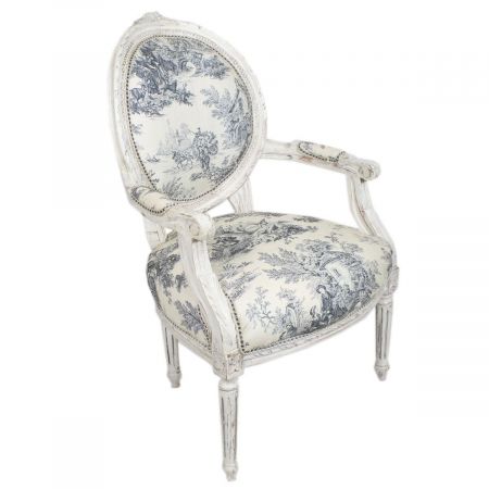 Morris Barock Medallion-Sessel Antique-Blue