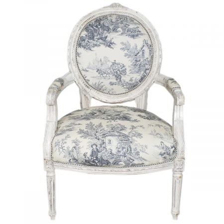 Morris Barock Medallion-Sessel Antique-Blue