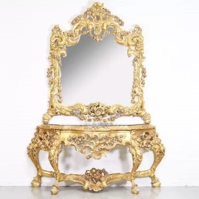 Morris Massivholz Barock-Spiegelkonsole Jean II Gold