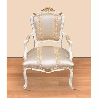 Morris Armlehnsessel im Barock Stil Silver Gold
