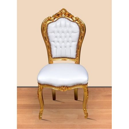 Morris Barock  Stuhl Weiss Gold Royal