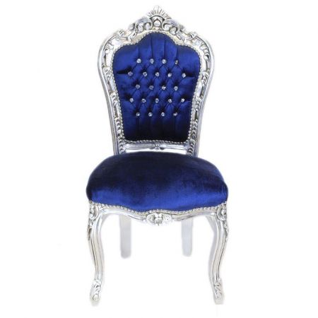 Morris Barock Stuhl Royal Blau Silber